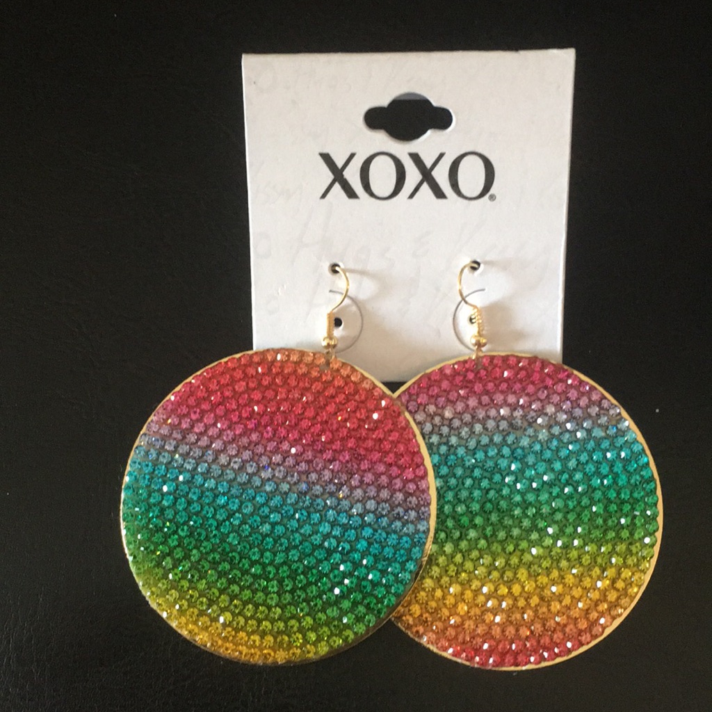 Xoxo Multi Color Crystal Disk Earrings